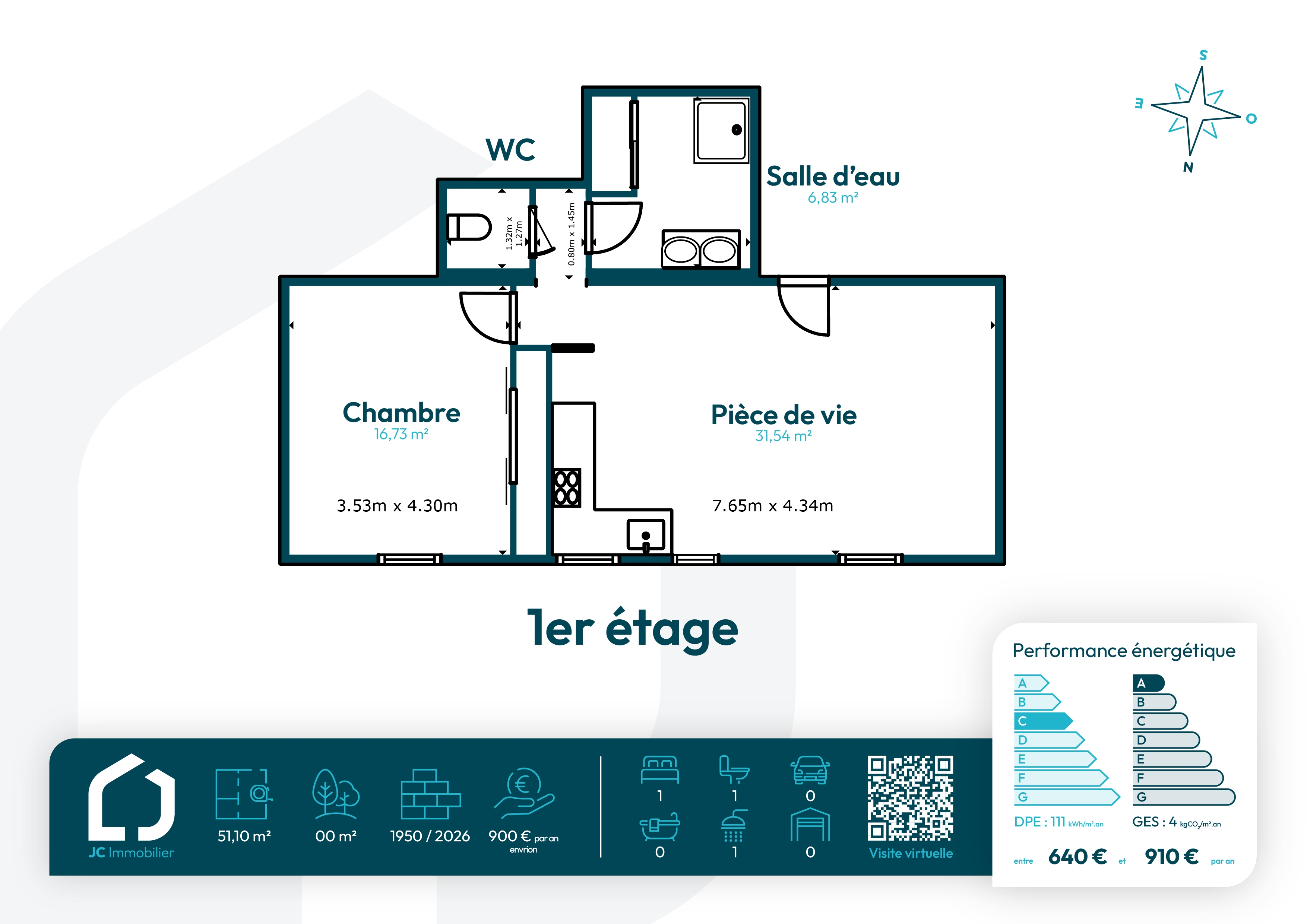 Appartement 3 pièces 51 m² · à Nemours · 51,1 m² · 169 000 €